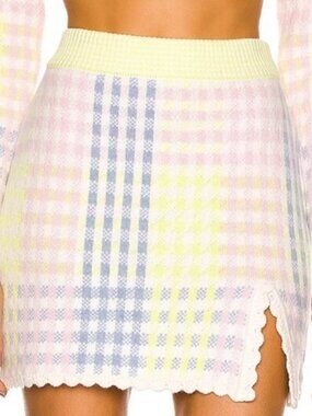 ✨ NWT LoveShackFancy "Pawley" Gingham Knit Mini Skirt Size XL✨